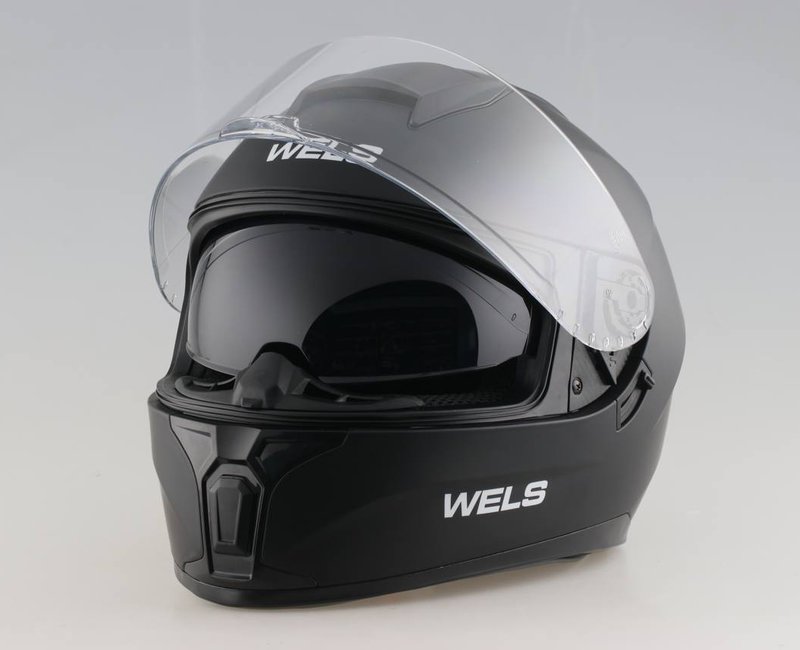 Шлем WELS M66, двойной визор, DOT (M62 A) (Чёрный матовый, XS)