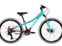 Велосипед NOVATRACK 24" KATRINA, алюм.рама 10" зелёный-фиолетовый, 7 скор, TY300/EF41/TZ500, диск.то