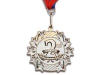 Медаль спортивная с лентой 2 место d - 6 см :