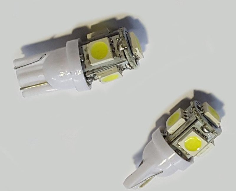 лампа панели приборов без цоколя светодиодная LED T10-5 12V (пара)