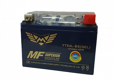 аккумулятор гелевый YTX4L-BS  12V4AH  (д113х ш70х в85)    1.49кг