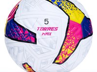 Мяч  футбольный TORRES MAX, F323425, р.5, ПУ, 4 сл, 12 п, термосшивка, белый-мультиколор