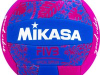 Мяч вол. пляжн. MIKASA  синт.кожа (ТПЕ),маш.сш.,18 панелей, бут.кам, сине-розов