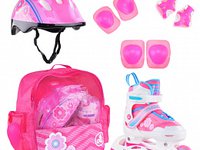 Комплект роликовых коньков FLRET white-pink-blue 35-38
