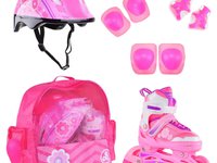 Комплект роликовых коньков FLRET white-pink-blue 27-30