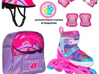 Комплект роликовых коньков  SET-SK-P320-31/Pink (M (33-36))