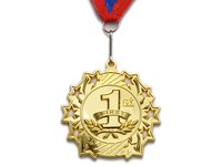 Медаль спортивная с лентой 1 место d - 6 см :