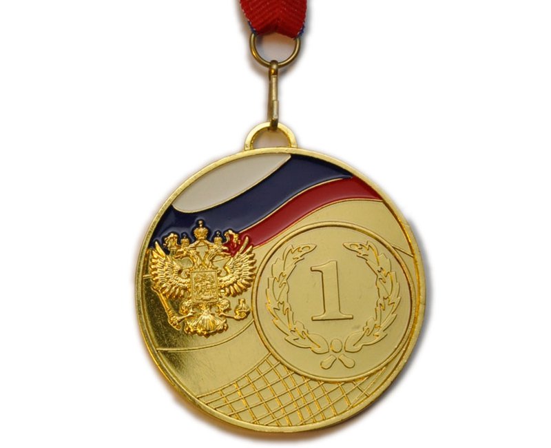 Медаль спортивная с лентой 1 место d - 6,5 см :1502-1