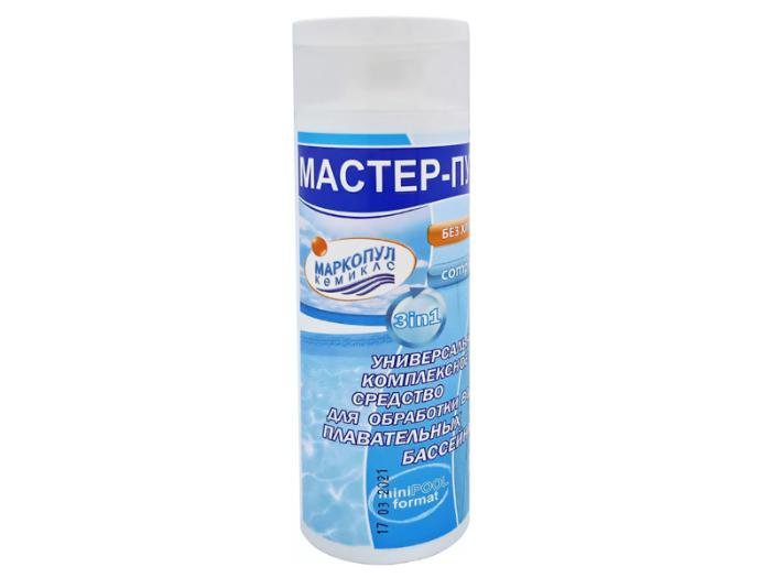 Маркопул Кемиклс,МАСТЕР-ПУЛ,0,2л флакон,жидкое безхлорное средство 3в1 для обеззараживания и очистки