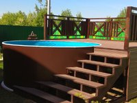 Бассейн круглый ЛАГУНА 450*125(темный шоколад) чаша 0,4мм (голубая)