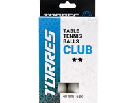 Шарик н/т TORRES Club 2* диам. 40+мм, белый,