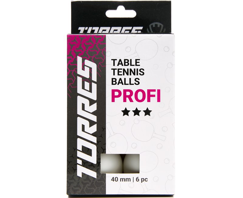 Шарик н/т TORRES Profi 3* диам. 40+мм, белый